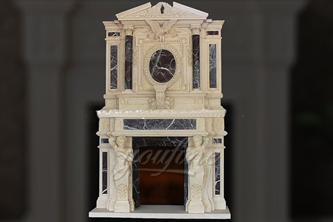 Роскошный декоративный бежевый мраморный портал для камина