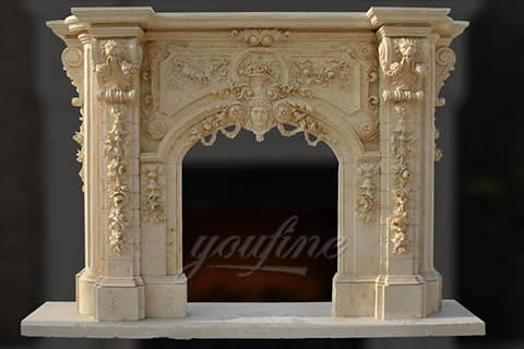 Высококачественный роскошный мраморный каминный портал с львиной головой  в стиле Джорджи.