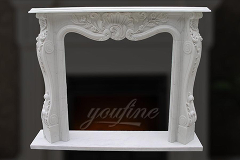 Декоративный белый мраморный каминный портал в французском стиле